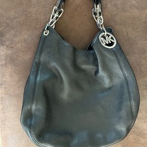 Black and Silver MK hobo bag